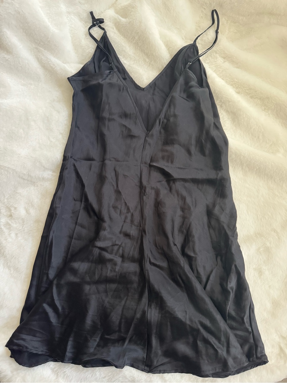 Black Silk Slip Dress Nightgown - Women Intimates - Size Medium - Picture 2 of 4